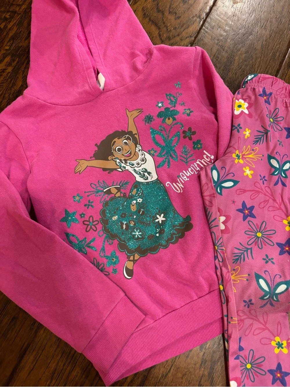 Disney Encanto Fuchsia Pink Hoodie with Glitter Character Print